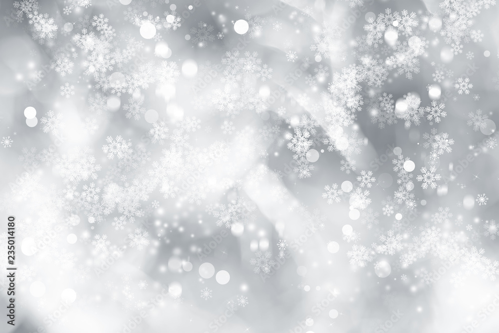 Premium Photo  Blurred christmas lights on a snowy background. winter  background white snow glitter lights bokeh