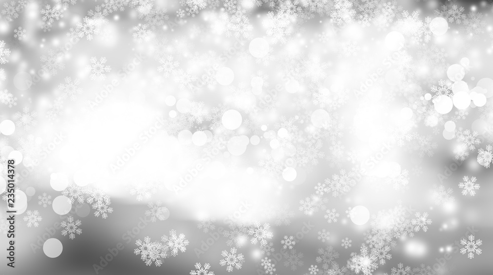 white snow blurred abstract background. bokeh christmas blurred beautiful shiny Christmas lights