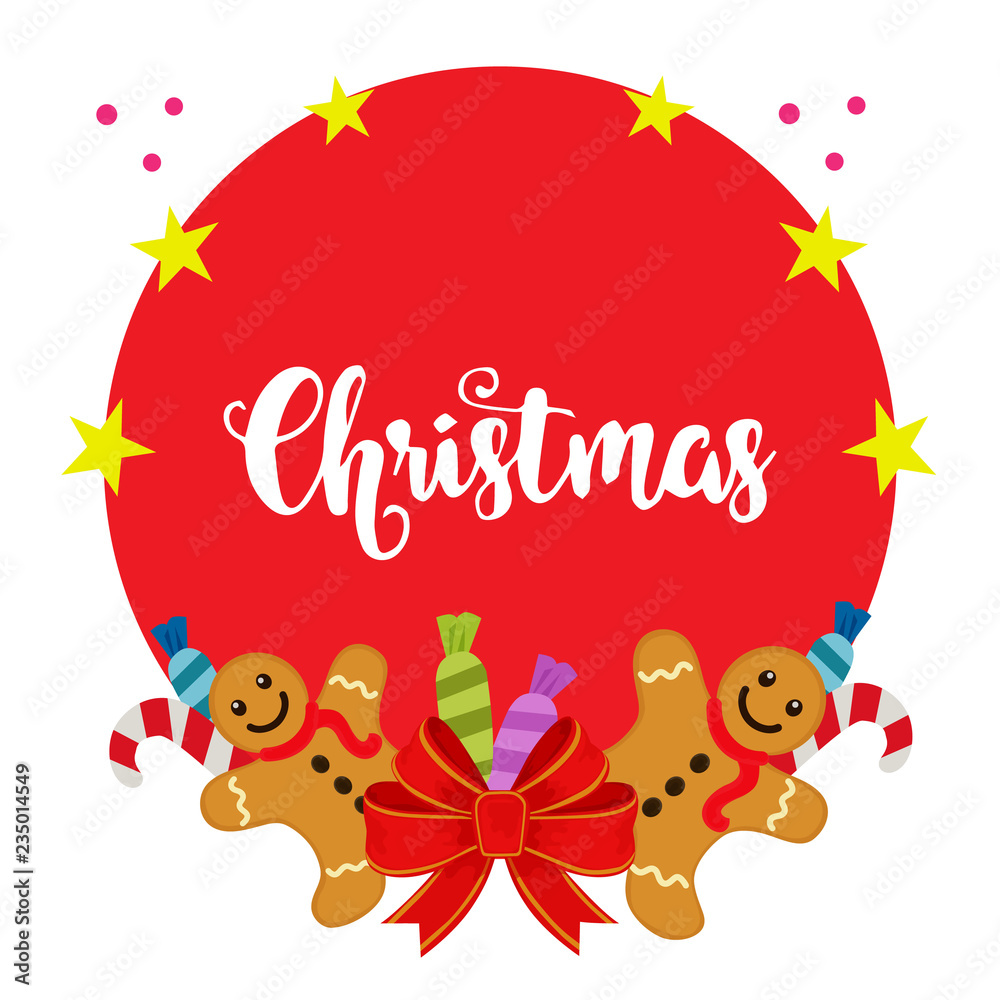 Obraz premium christmas circle gingerbread man and cane