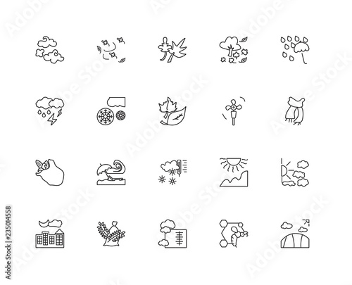 Collection of 20 Seasons linear icons such as Crops  Field  Bee 