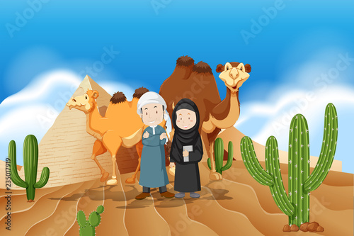 Arabic couple at desert