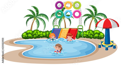 Children play at water park