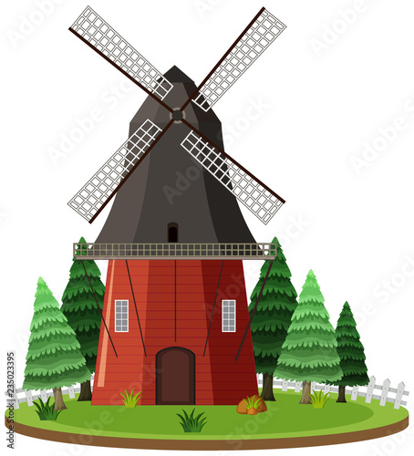 Isolated windmill on white background