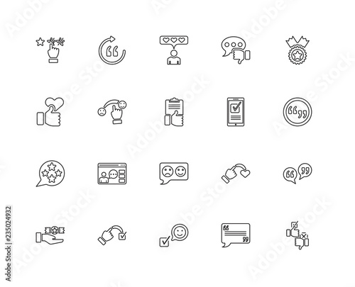 Collection of 20 feedback linear icons such as Rating, Testimoni