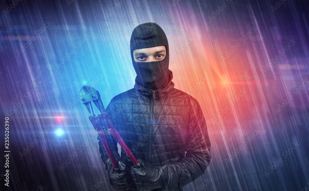 Burglar in action with colorful concept. Burglar in action with colorful concept.