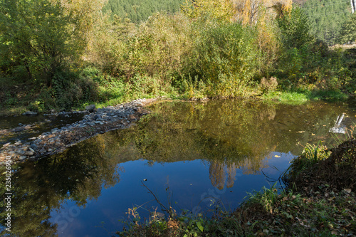 Autumn Landscape of Iskar River near Pancharevo lake  Sofia city Region  Bulgaria