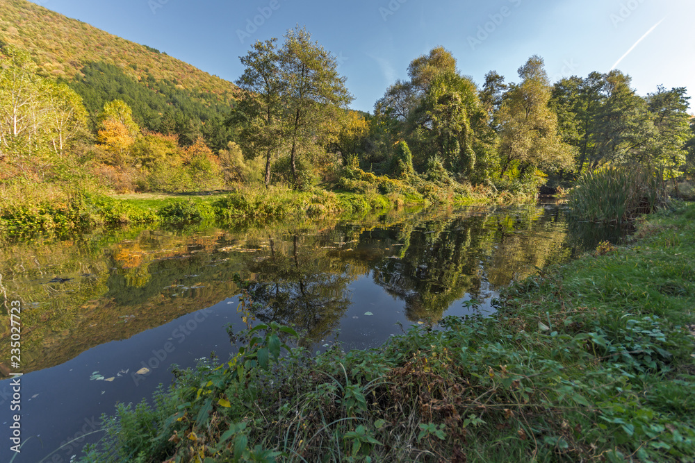 Autumn Landscape of Iskar River near Pancharevo lake, Sofia city Region, Bulgaria