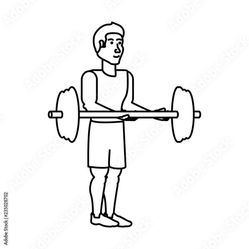 young athletic man with dumbbell sport