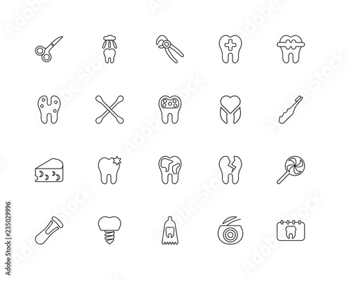 Collection of 20 dentist linear icons such as Cheese  Schedule 