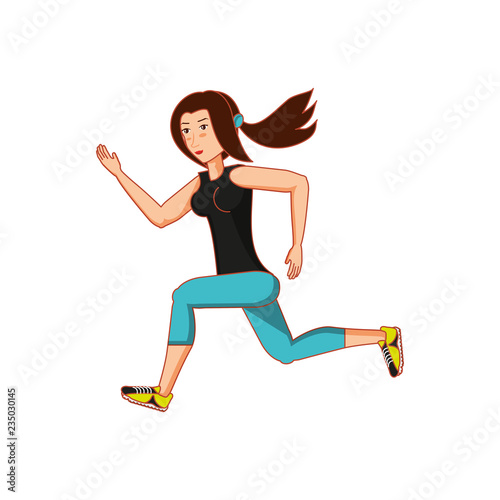 young athletic woman running avatar character