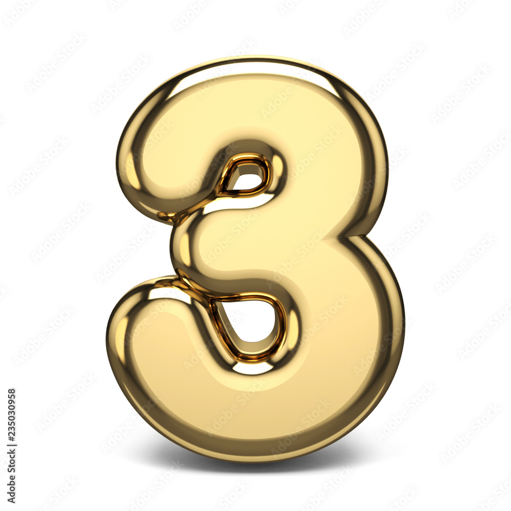 Golden number 3 THREE 3D Golden number 3 THREE 3D