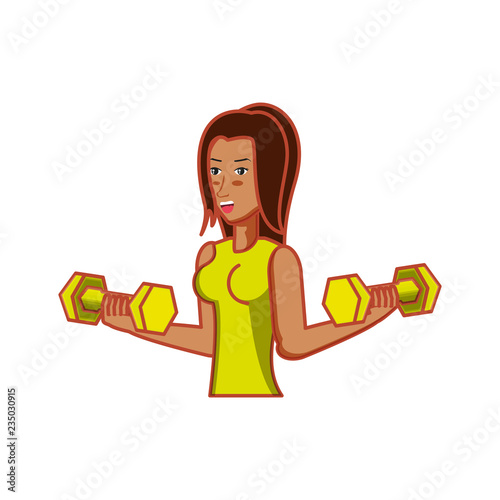 young athletic woman with dumbbells sport