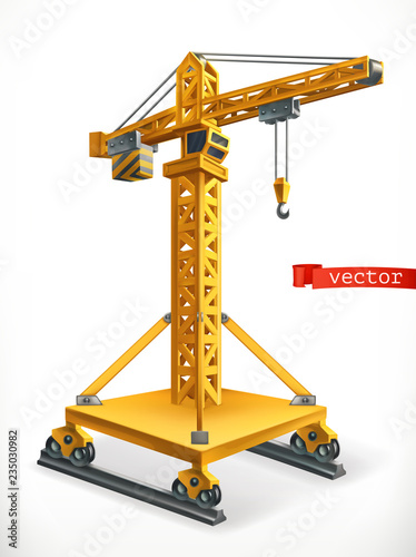 Jib type crane. 3d vector icon