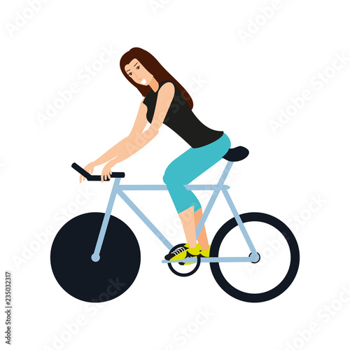 young athletic woman in bicycle © djvstock