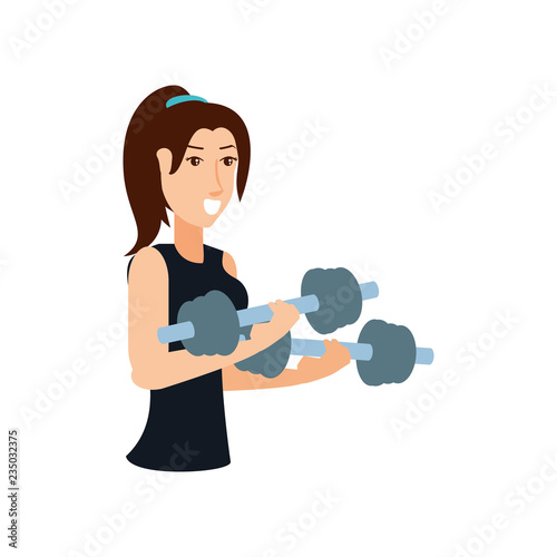 young athletic woman with dumbbells sport