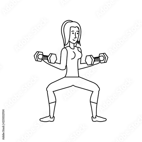 young athletic woman with dumbbells sport
