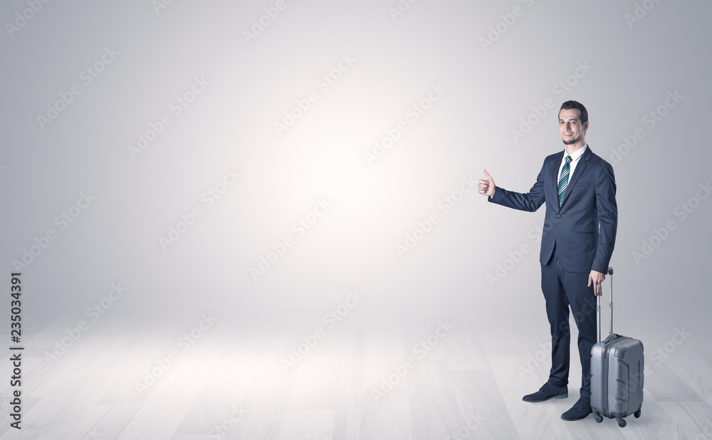 Lonely businessman hitchhikes concept with copy space around him
Lonely businessman hitchhikes concept with copy space around him