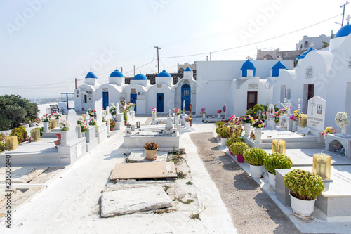 Cemetery on Santorini. Orthodox cemetery in Santorini island, Greece.