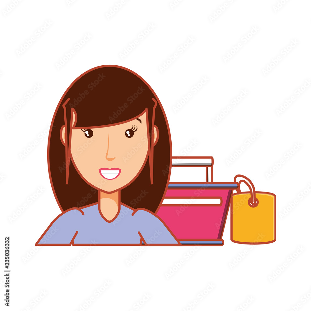 young woman with shopping basket