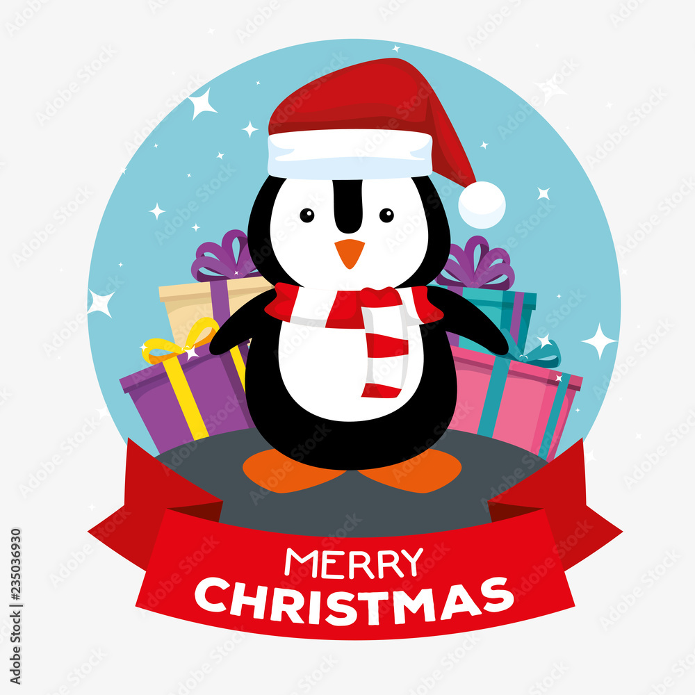 penguin with hat and gifts to merry christmas penguin with hat and gifts to merry christmas