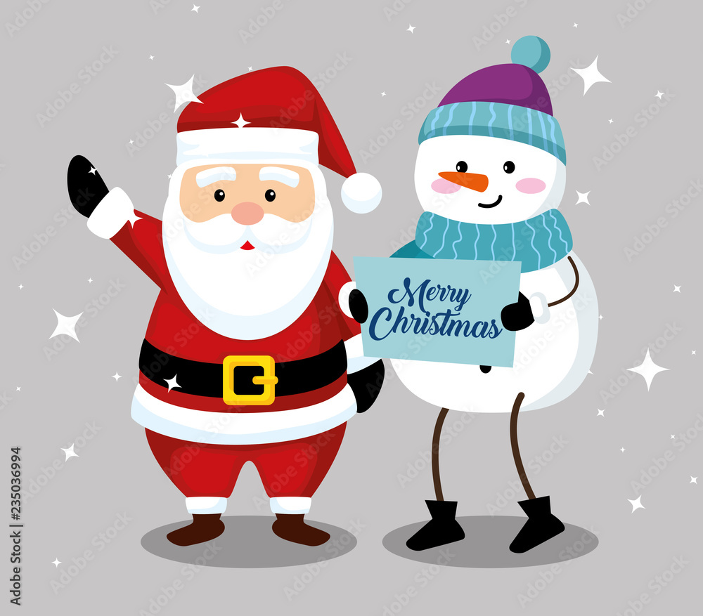 santa claus with snowman to merry christmas santa claus with snowman to merry christmas