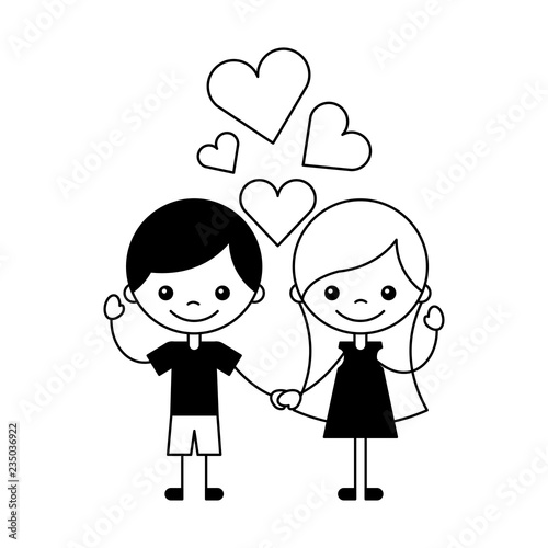 Boy And Girl Love Hearts Cartoon Stock Vector Adobe Stock
