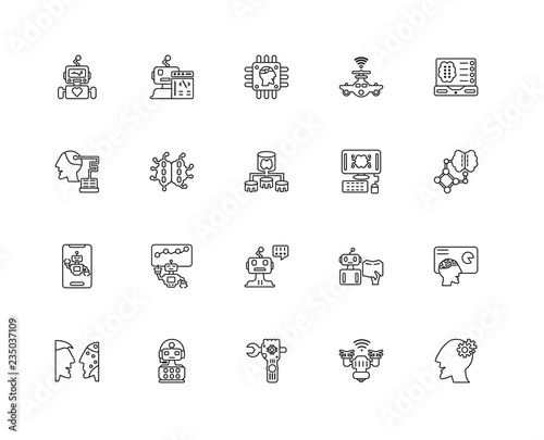 Collection of 20 Artificial Intelligence linear icons such as Th