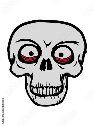 Augen Totenkopf Skelett Schadel Totenschadel Kopf Gesicht Horror Halloween Lustig Gruselig Monster Comic Cartoon Clipart Angstlich Gruseln Stock Illustration Adobe Stock