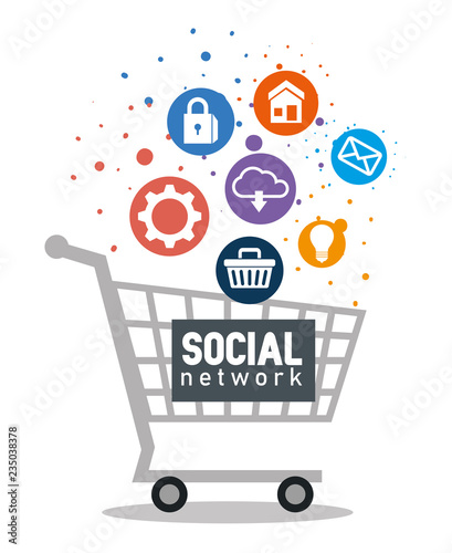 shopping online cart with social apps