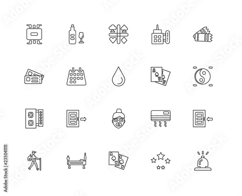 Collection of 20 Accommodation linear icons such as Stars, Recep photo