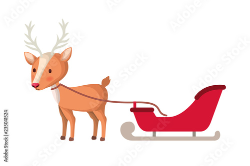 reindeer with sledge isolated icon