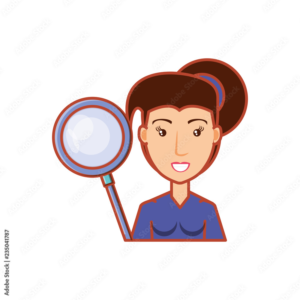 woman with search magnifying glass woman with search magnifying glass