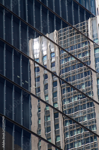 Abstract modern buildings windows and reflections.