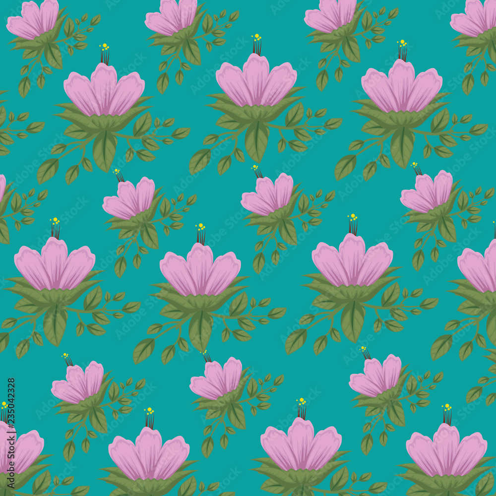 natural flowers with leaves design background