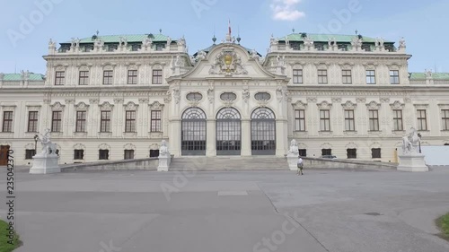 facade of baroque style palace Belvedere in Vienna, Austria in sunny day