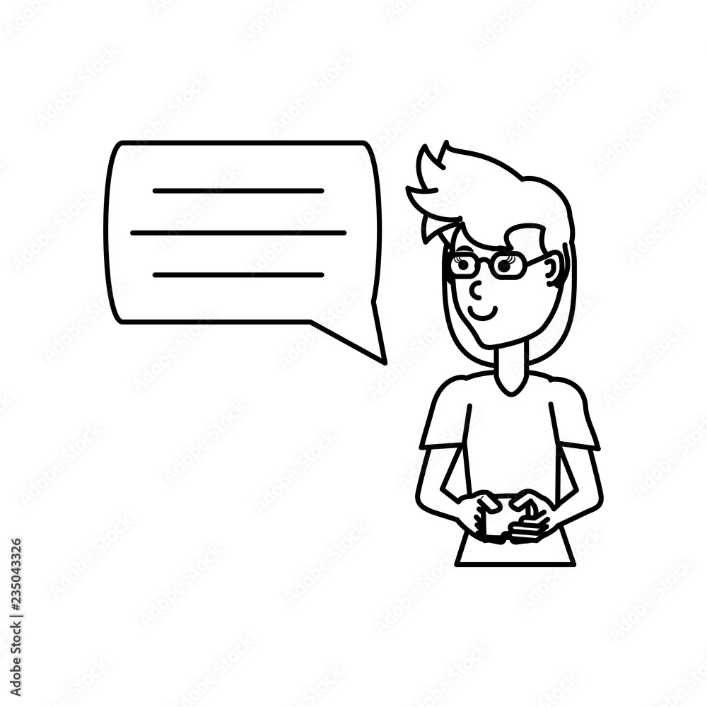 young woman with smartphone and speech bubble young woman with smartphone and speech bubble