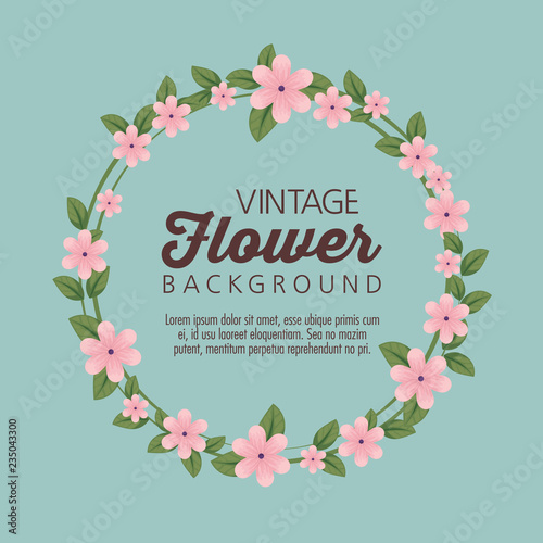 circle floral style with leaves and petals