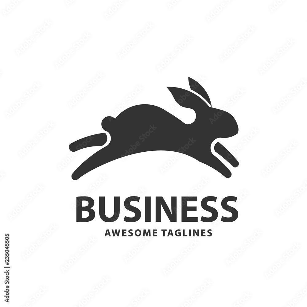 Fototapeta premium kreatywny skaczący królik lub króliczek logo wektor element koncepcji