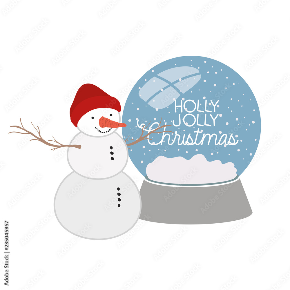 snow man in crystal ball isolated icon snow man in crystal ball isolated icon