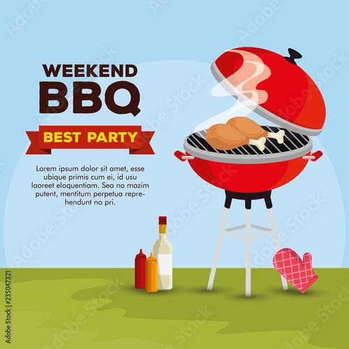 thighs grill preparation with bbq and sauces