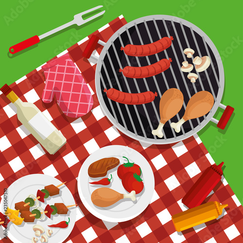 sausages with thighs and mushroom bbq preparation