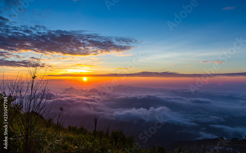 morning view point with mountain mist and road in phu tubberk most famous travel place in thailand © 12November