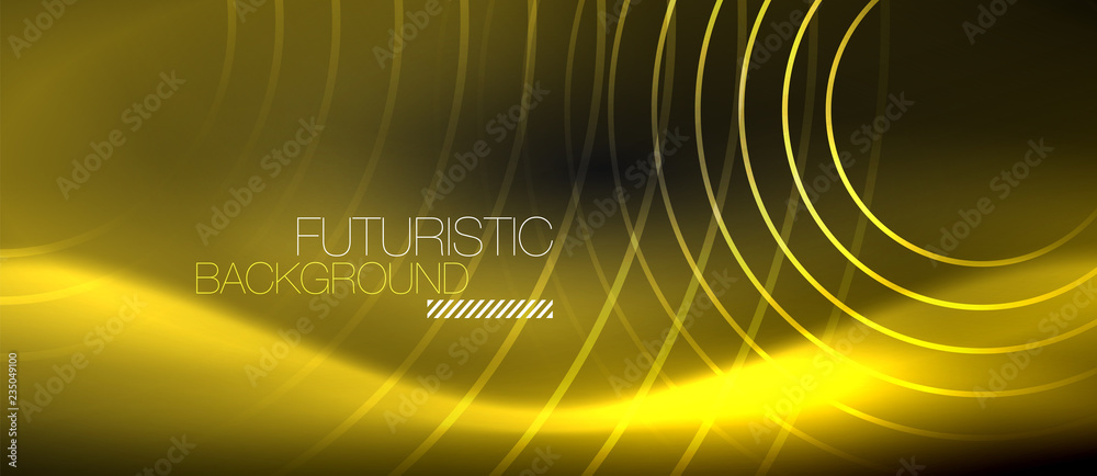 Dark abstract background with glowing neon circles Dark abstract background with glowing neon circles