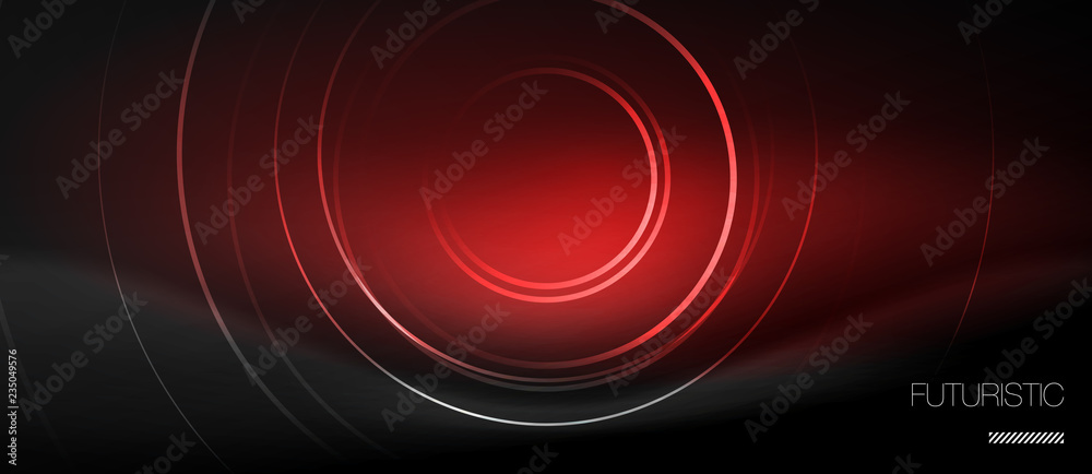Dark abstract background with glowing neon circles Dark abstract background with glowing neon circles