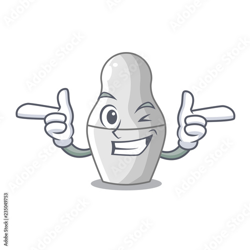 Wink unpainted nested Russian dolls on cartoon