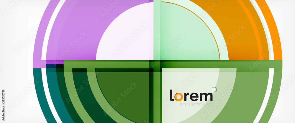 Modern geometric circles abstract background, colorful round shapes with shadow effects