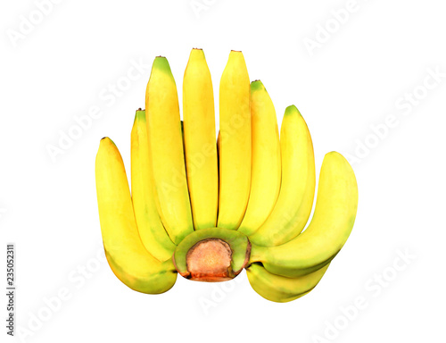 Fresh yellow bananas group ( Gros Michel  )  isolated on white background with clipping path photo