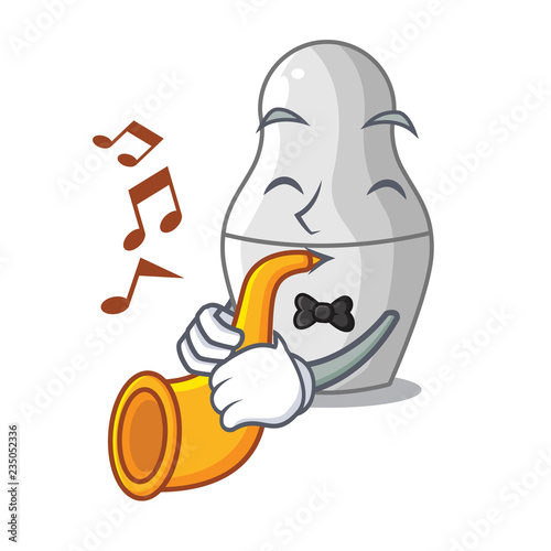 With trumpet cartoon nesting dolls which not painted