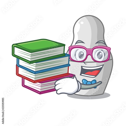 Student with book nesting doll russian matryoshka on mascot