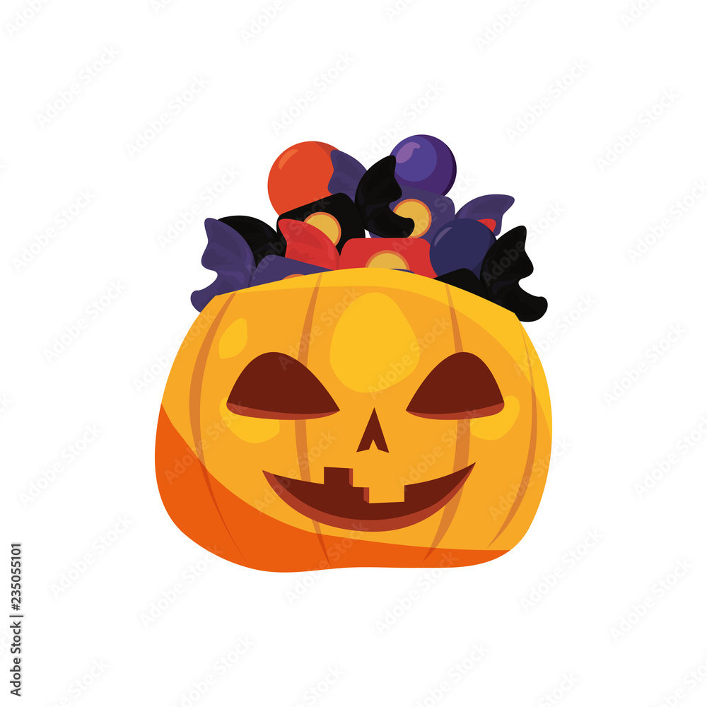 Fototapeta premium halloween pumpkin sweet candies decoration